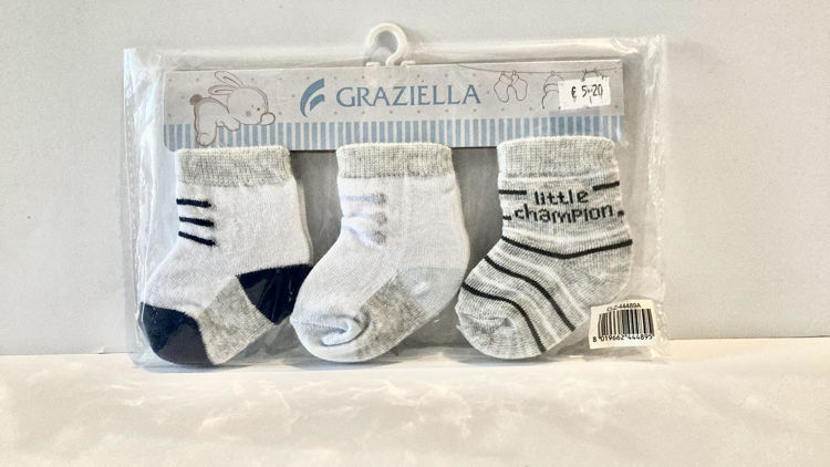 Picture of 44489A GRAZIELLA 3 PACK TURNOVER INFANTS SOCKS NB-12 MONTHS